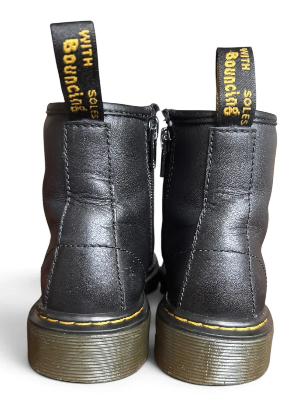 Dr. Martens 1460J Black Leather Kids Combat Boots Side Zip US 12